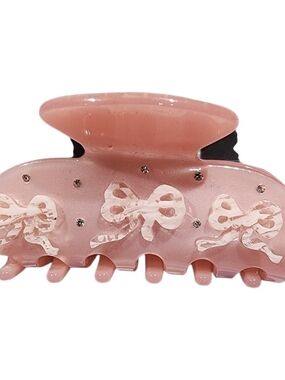 Emi Jay Pink Bow Accent Hair Claw Clip